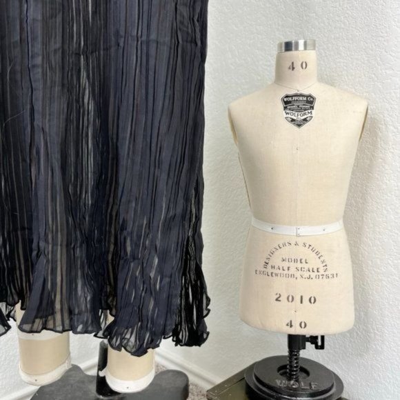 FCUK French Connection Lace Bust Crinkle Midi Slit Dress - Picture 2 of 7